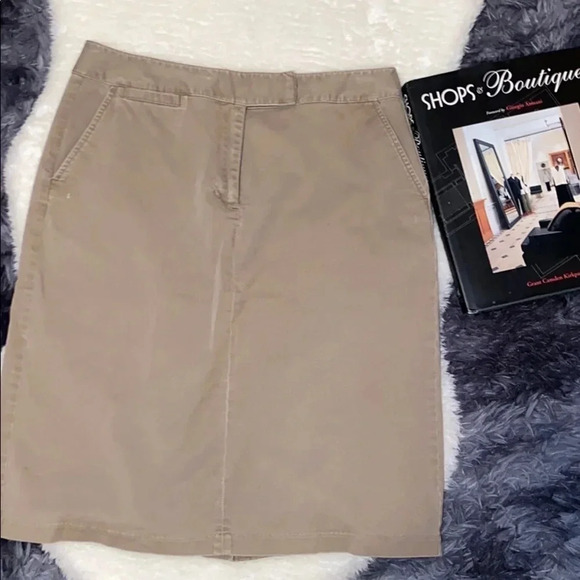 Vintage Talbots khaki Lycra midi skirt Sz 8 - Picture 5 of 15